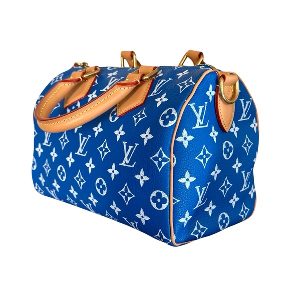 đLOUIS VUITTON RUNWAY Calfskin Monogram Speedy P9 Bandouliere 25 BLUE-GIFTABLE - Picture 6 of 15